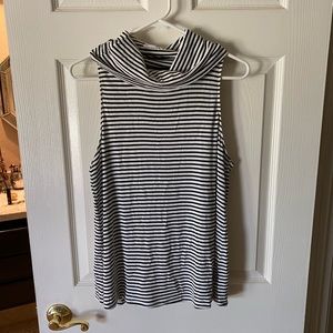 Cowl neck striped tank